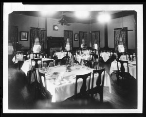 Topeka's Harvey House dining room, 1920s. By offering good food served promptly – in sharp contrast to many other early Western eateries – Harvey House enjoyed tremendous success.