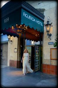 Eleanor in front of hotel Fig